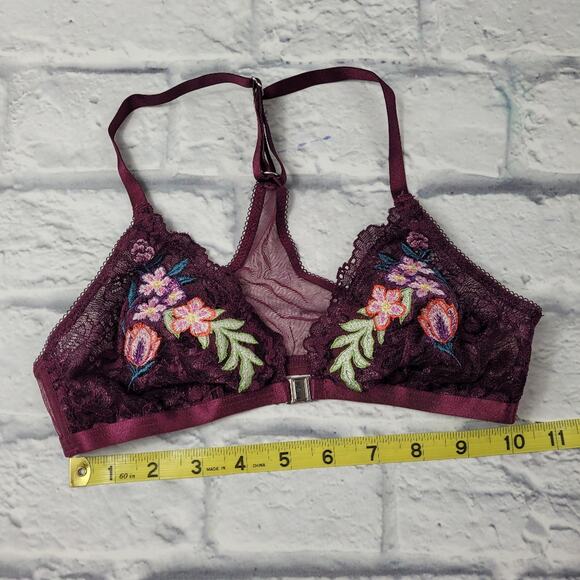 Topshop Embroidered Mesh Floral Racerback Bralette size 4 - Picture 7 of 12